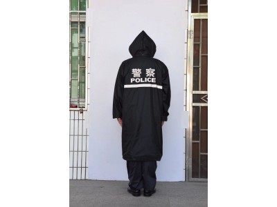 警用黑色雨衣-長(cháng)款風(fēng)衣